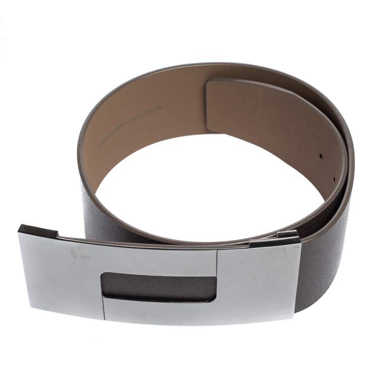 Pre Owned Porsche Design Pale Mauve Grain Leather Silver Logo Waist Belt 95CM