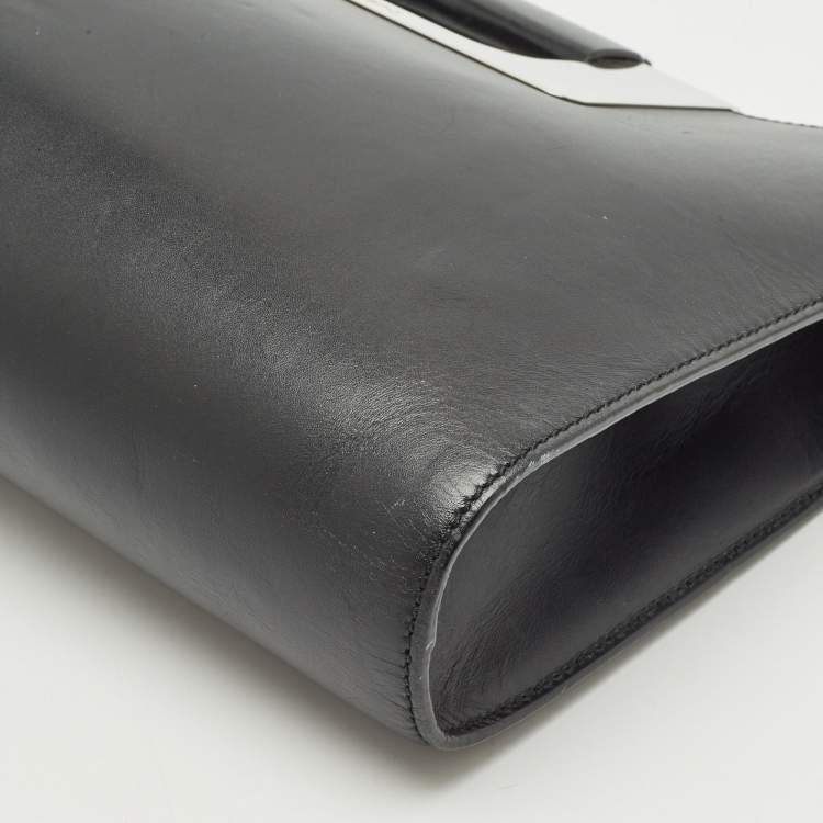 Pre Owned Porsche Design Black Leather Oversized Frame Clutch