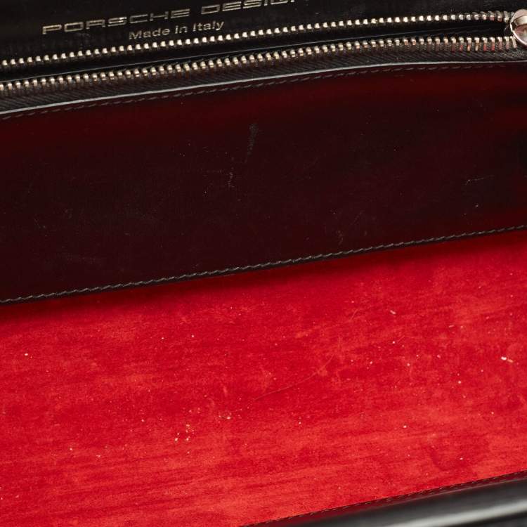 Pre Owned Porsche Design Black Leather Oversized Frame Clutch