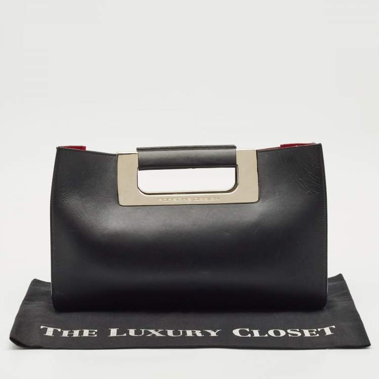 Pre Owned Porsche Design Black Leather Oversized Frame Clutch