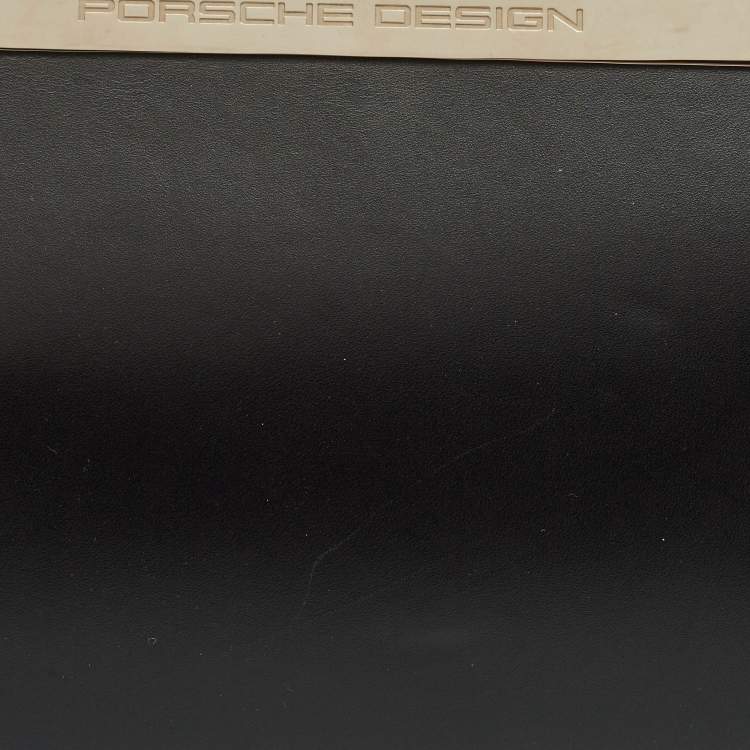 Pre Owned Porsche Design Black Leather Oversized Frame Clutch