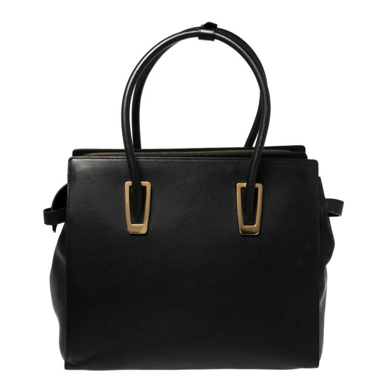 Pre Owned Porsche Design Black Leather Front Pocket Tote