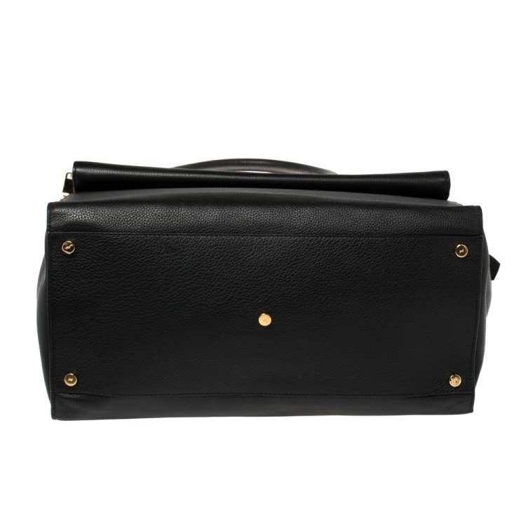 Pre Owned Porsche Design Black Leather Front Pocket Tote