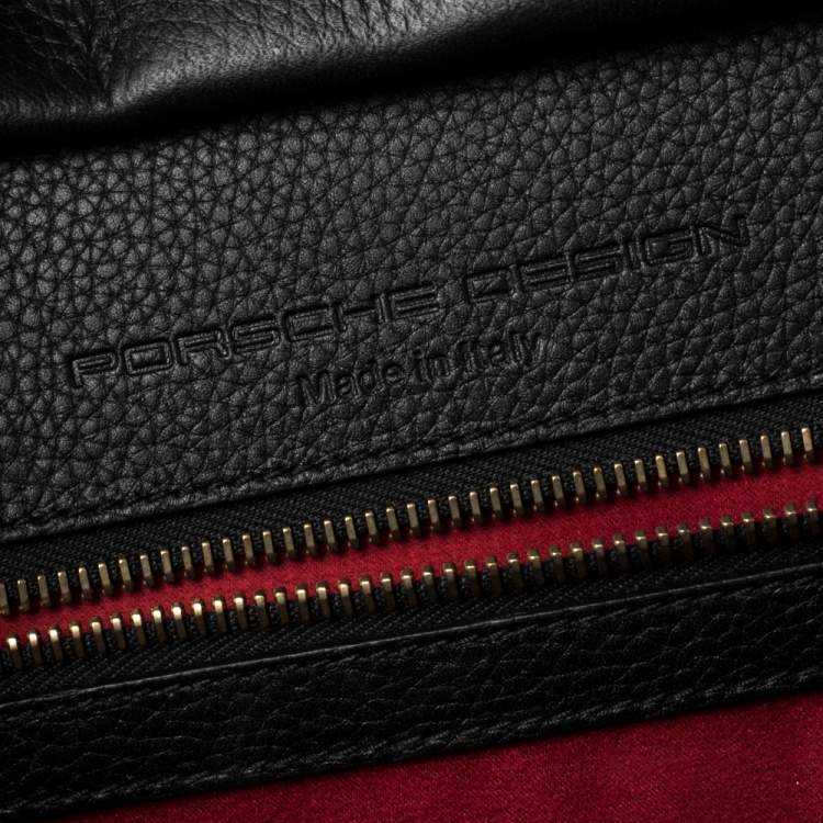 Pre Owned Porsche Design Black Leather Front Pocket Tote