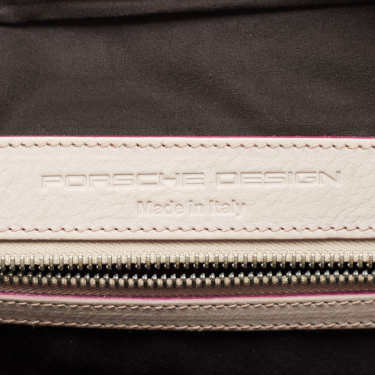 Pre Owned Porsche Design Pink/Grey Leather Medium Twin Satchel
