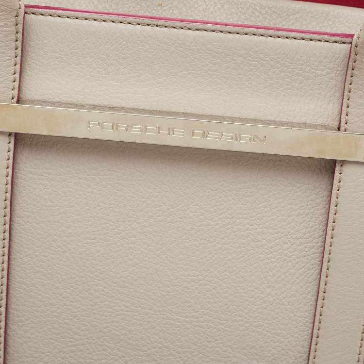 Pre Owned Porsche Design Pink/Grey Leather Medium Twin Satchel