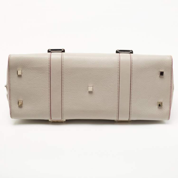 Pre Owned Porsche Design Pink/Grey Leather Medium Twin Satchel