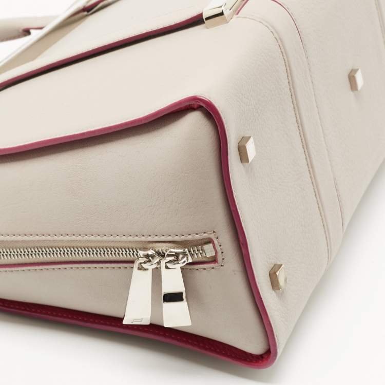 Pre Owned Porsche Design Pink/Grey Leather Medium Twin Satchel