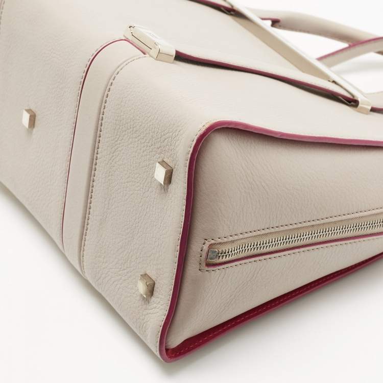 Pre Owned Porsche Design Pink/Grey Leather Medium Twin Satchel