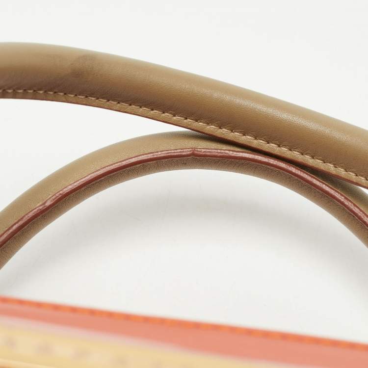Pre Owned Porsche Design Orange/Beige Leather Medium Twin Satchel