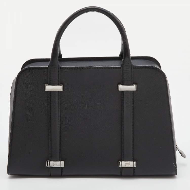 Pre Owned Porsche Design Black Leather Medium Twin Satchel