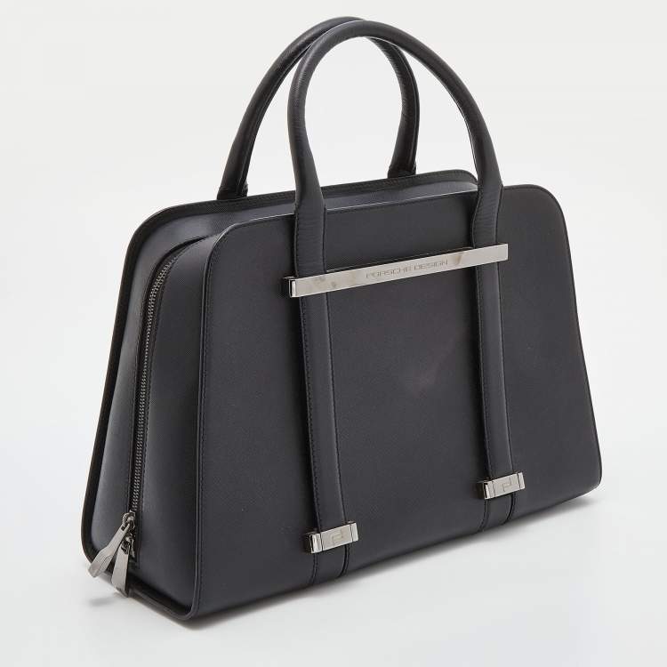 Pre Owned Porsche Design Black Leather Medium Twin Satchel