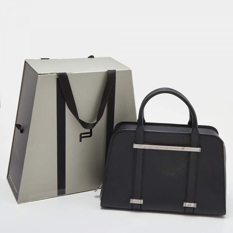 Pre Owned Porsche Design Black Leather Medium Twin Satchel