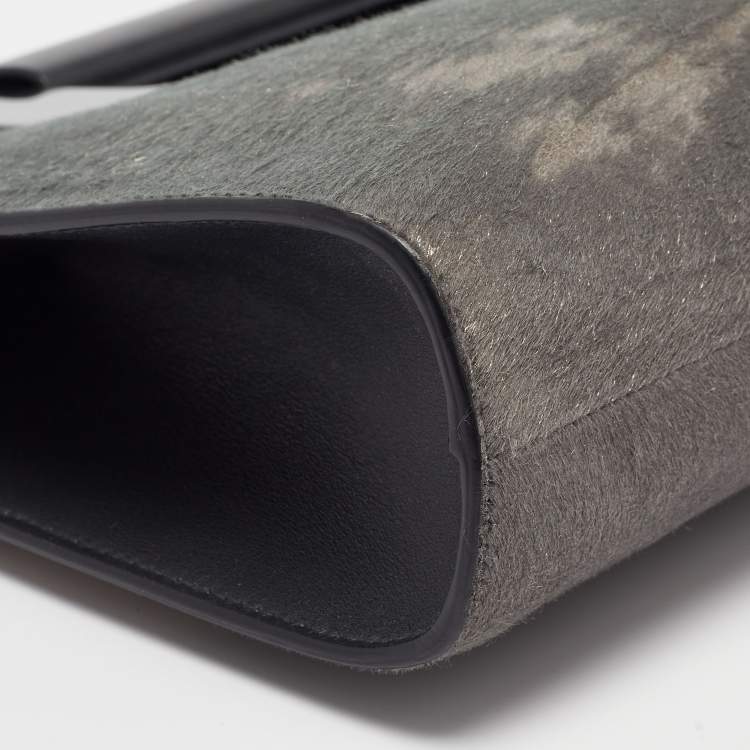 Pre Owned Porsche Design Grey/Shimmer Calfhair and Leather Cut Out Frame Handle Bag