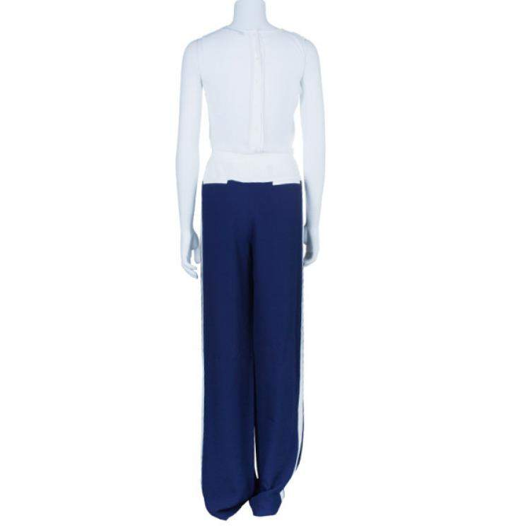 Pre Owned Prabal Gurung Navy Tuxedo Wide Leg Pants M