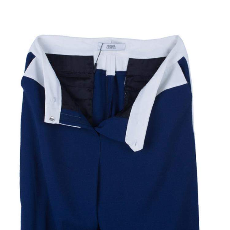 Pre Owned Prabal Gurung Navy Tuxedo Wide Leg Pants M