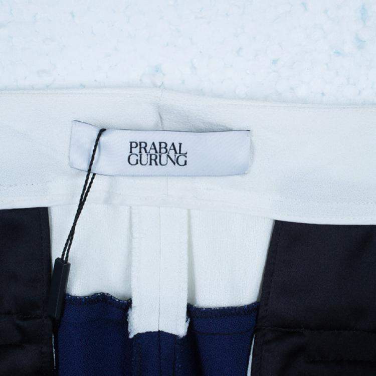 Pre Owned Prabal Gurung Navy Tuxedo Wide Leg Pants M