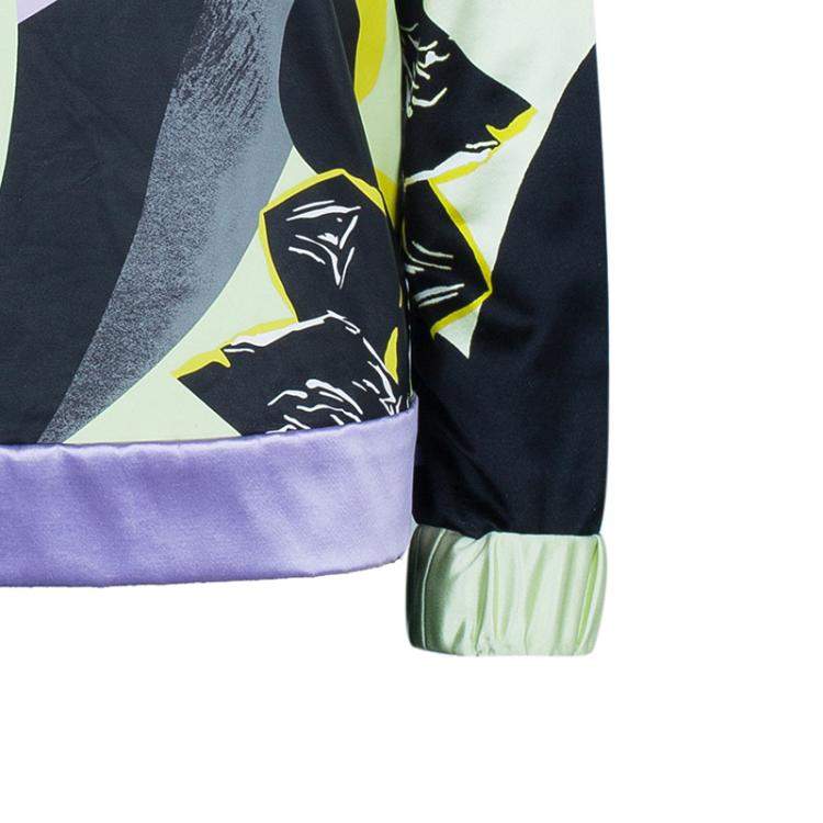 Pre Owned Prabal Gurung Printed Leather Sweatshirt Top S