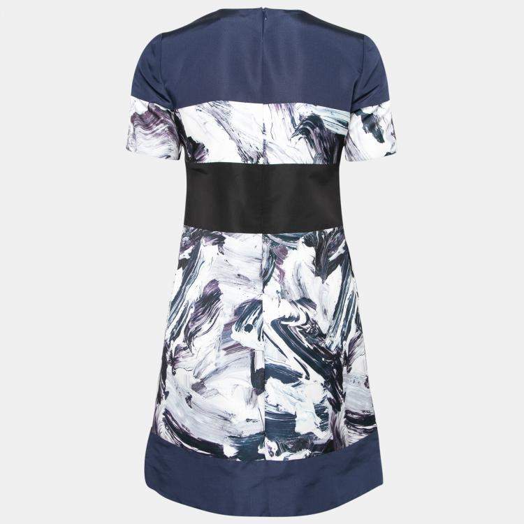 Pre Owned Prabal Gurung Multicolor Brush Stroke Printed Paneled Shift Dress S