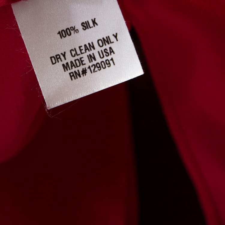 Pre Owned Prabal Gurung Red Silk Draped Bow Detail Sleeveless Top L