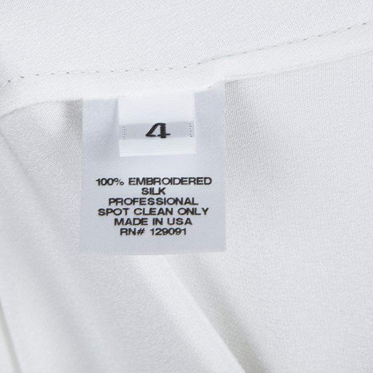 Pre Owned Prabal Gurung White Silk Rose Applique Detail Sleeveless Top S