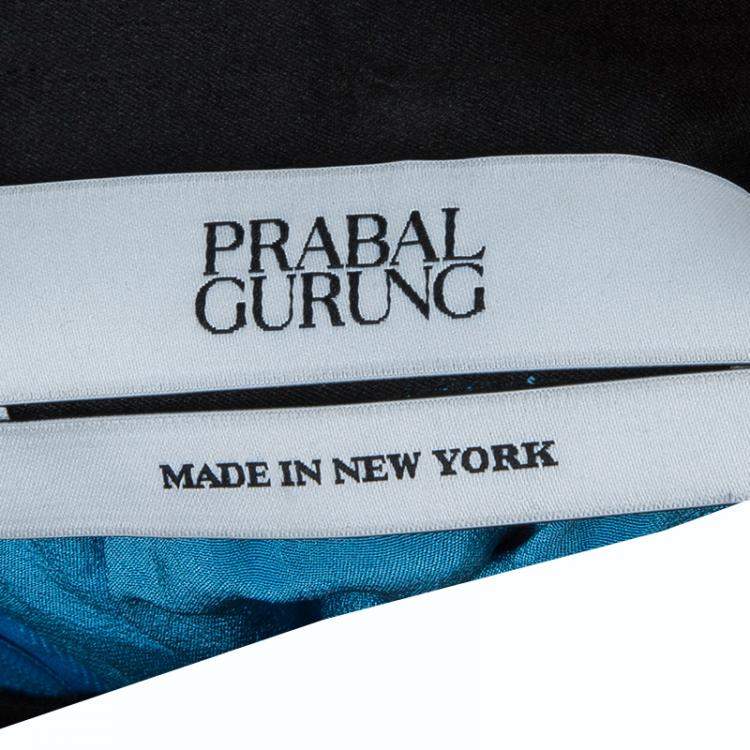 Pre Owned Prabal Gurung Blue Feather Detail Embellished Skirt M