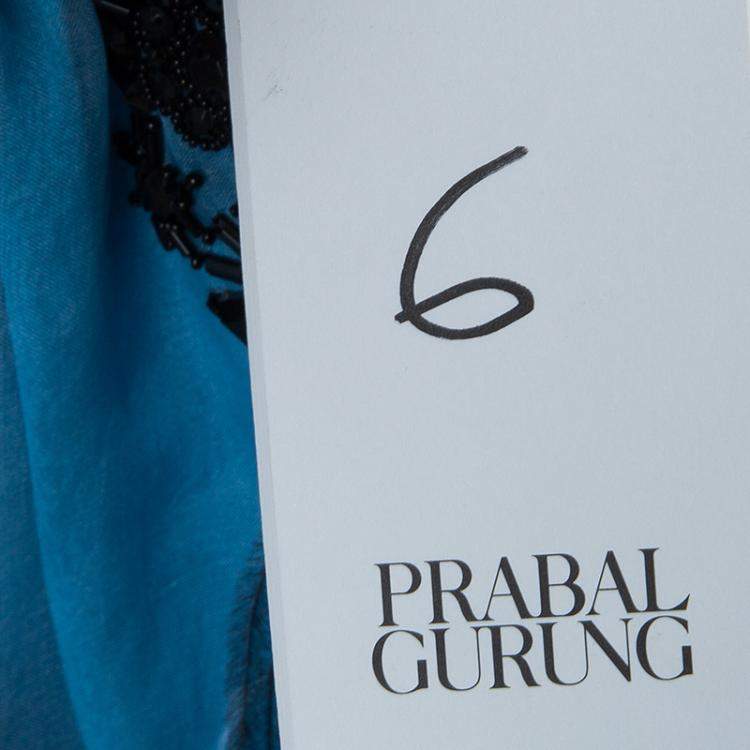 Pre Owned Prabal Gurung Blue Feather Detail Embellished Skirt M