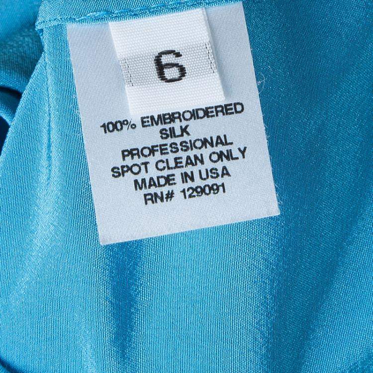 Pre Owned Prabal Gurung Blue Feather Detail Embellished Skirt M