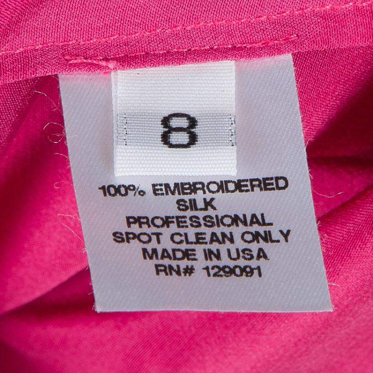 Pre Owned Prabal Gurung Pink Embellished Feather Detail Silk Dress M