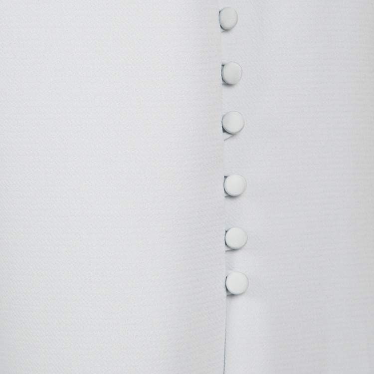 Pre Owned Prabal Gurung Powder Blue Sheer Sleeve Side Button Detail Dress M