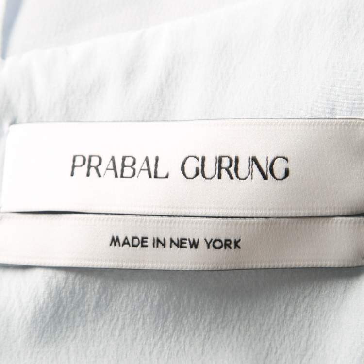 Pre Owned Prabal Gurung Powder Blue Sheer Sleeve Side Button Detail Dress M