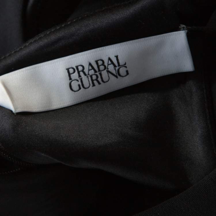 Pre Owned Prabal Gurung Black Wool Peplum Sleeveless Blouse L 