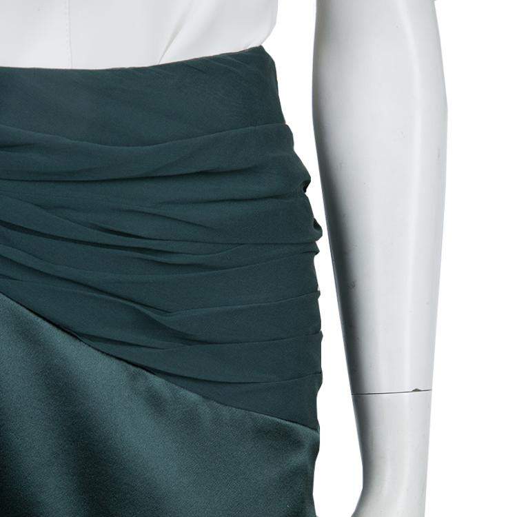 Pre Owned Prabal Gurung Green Chiffon Draped Asymmetric Skirt S