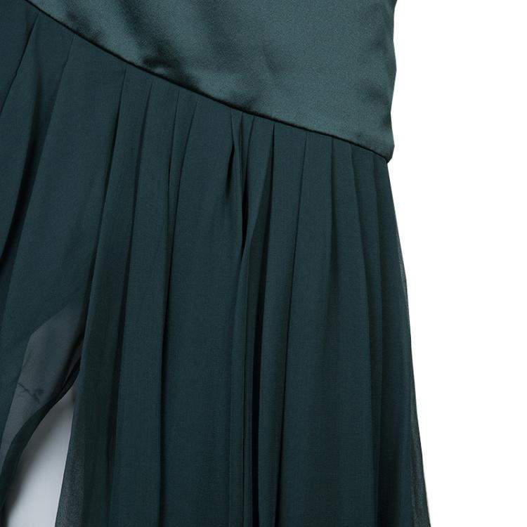 Pre Owned Prabal Gurung Green Chiffon Draped Asymmetric Skirt S