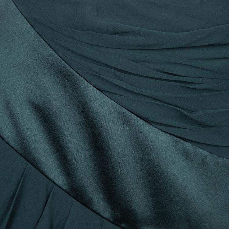 Pre Owned Prabal Gurung Green Chiffon Draped Asymmetric Skirt S