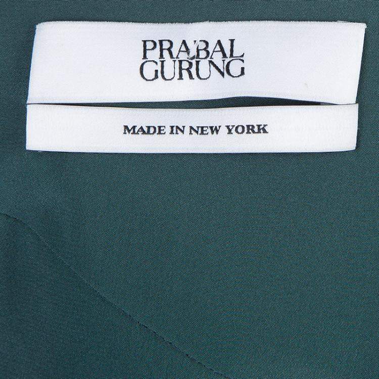 Pre Owned Prabal Gurung Green Chiffon Draped Asymmetric Skirt S