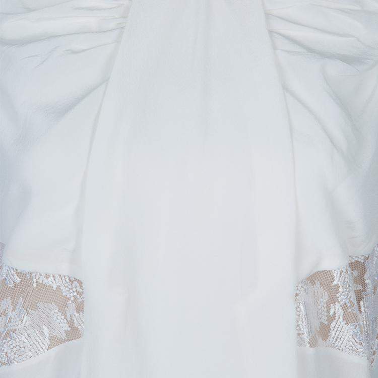 Pre Owned Prabal Gurung White Lace Insert Sleeveless Top S