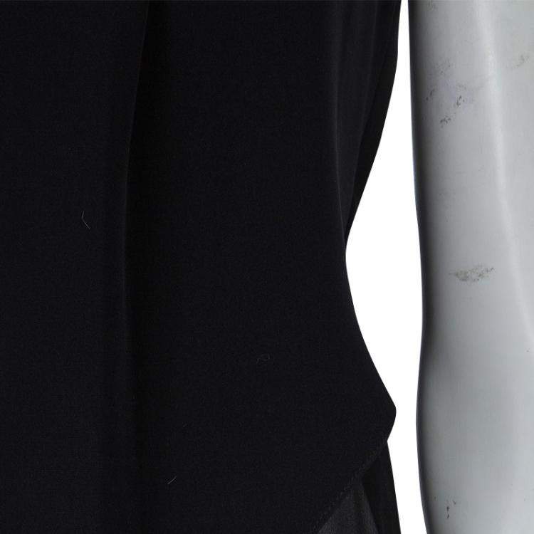 Pre Owned Prabal Gurung Black Rosette Applique Detail Sleeveless Silk Blouse M