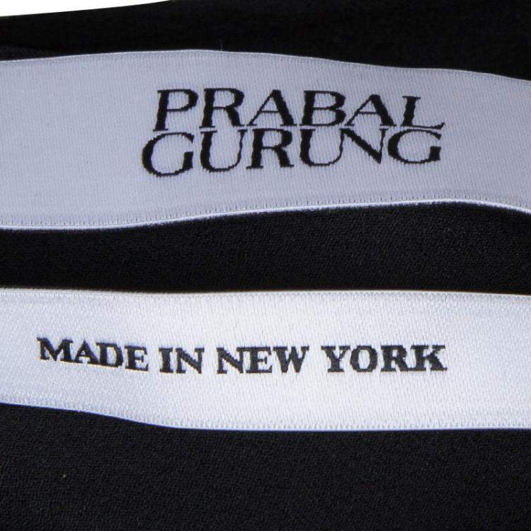 Pre Owned Prabal Gurung Black Rosette Applique Detail Sleeveless Silk Blouse M