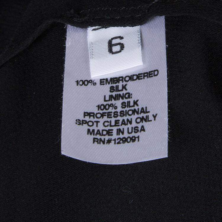 Pre Owned Prabal Gurung Black Rosette Applique Detail Sleeveless Silk Blouse M