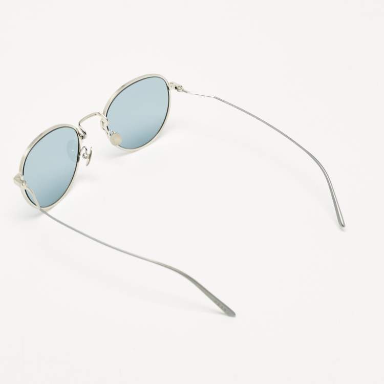 Pre Owned Prada Blue SIlver Tone SPR53W Round Sunglasses