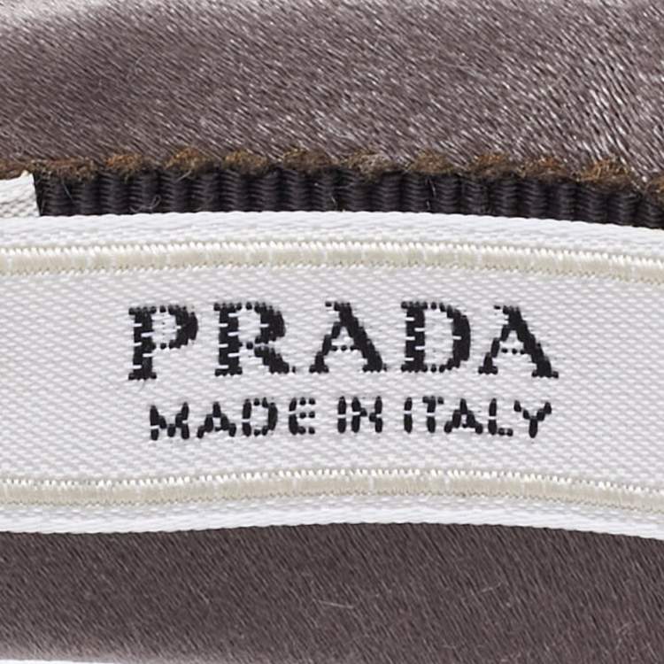 Pre Owned Prada Grey Crystal Embellished Satin Headband