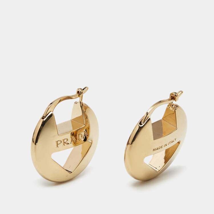 Pre Owned Prada Gold Tone Earrings