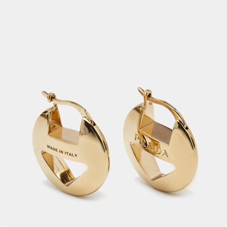 Pre Owned Prada Gold Tone Earrings