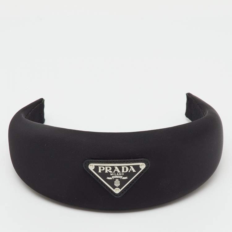 Pre Owned Prada Black Logo Re-Nylon Headband 