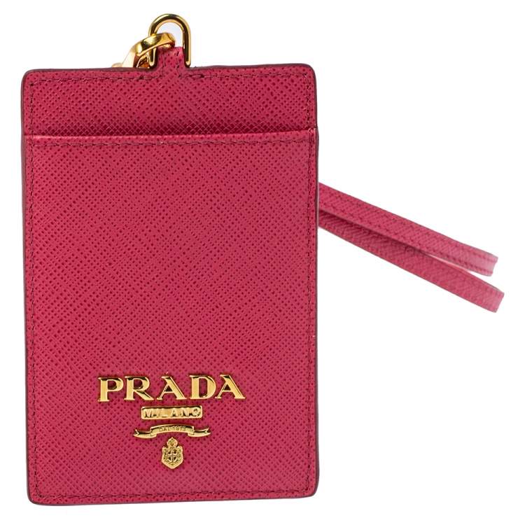 مملوكة مسبقًا Prada Fuchsia Saffiano Leather ID Badge Holder