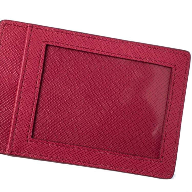مملوكة مسبقًا Prada Fuchsia Saffiano Leather ID Badge Holder