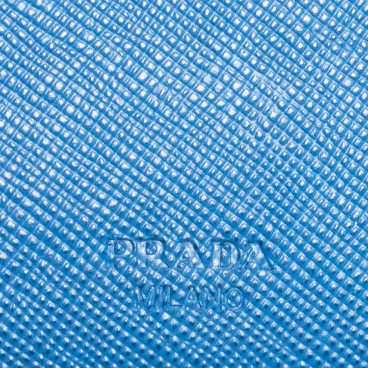 Pre Owned Prada Blue Saffiano Metal Leather Passport Holder