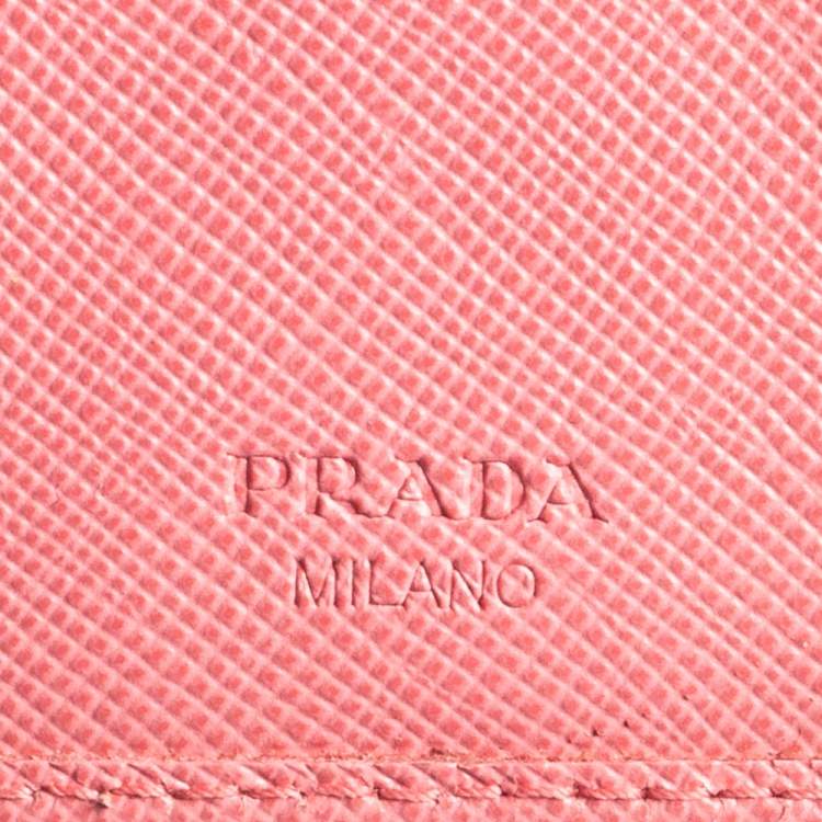Pre Owned Prada Pink Saffiano Leather Key Holder 
