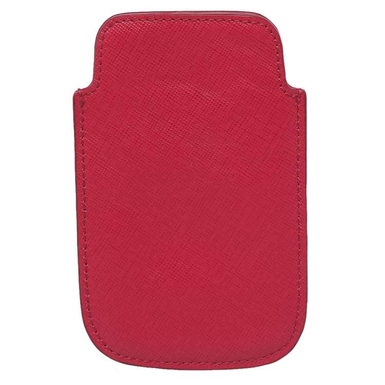 Pre Owned Prada Pink Saffiano Lux Leather iPhone Case 
